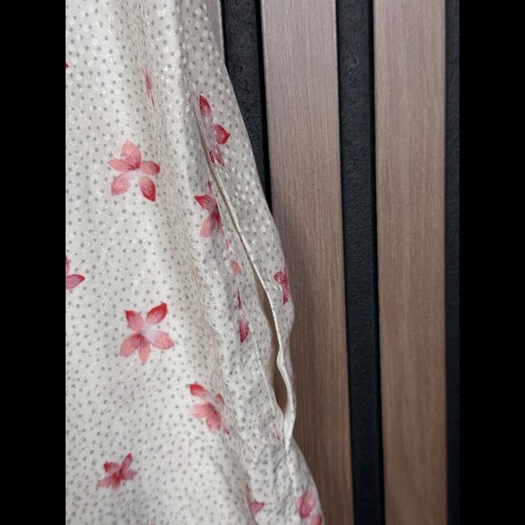 Rebecca Taylor Dress Medium V Neck Floral Pocket Metallic Polka Dot Ruffled Silk - Picture 7 of 10